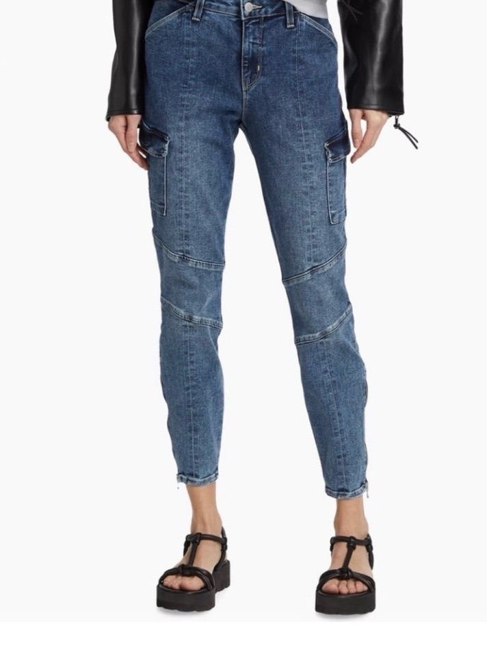 Lâagence Womenâs Patton Cargo Skinny Pant Blue Zippered Ankle Jeans Size 28